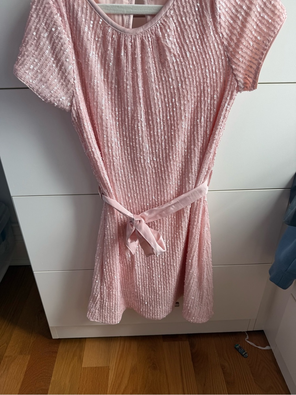 abercrombie kids Pink Sequin Belted Party Dress